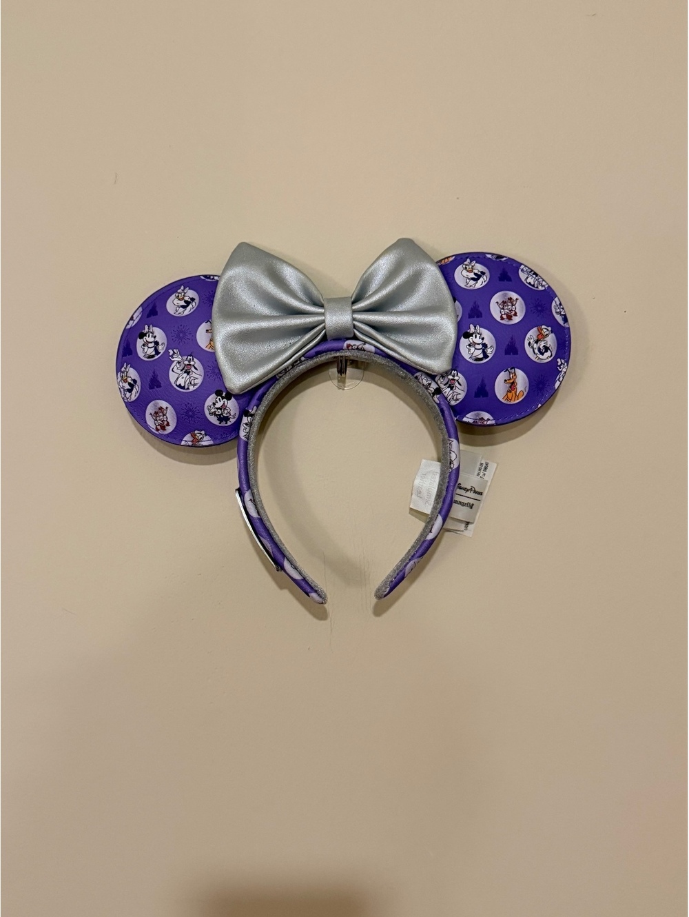Disney Purple Minnie Mouse Ears Headband with Silver Bow
